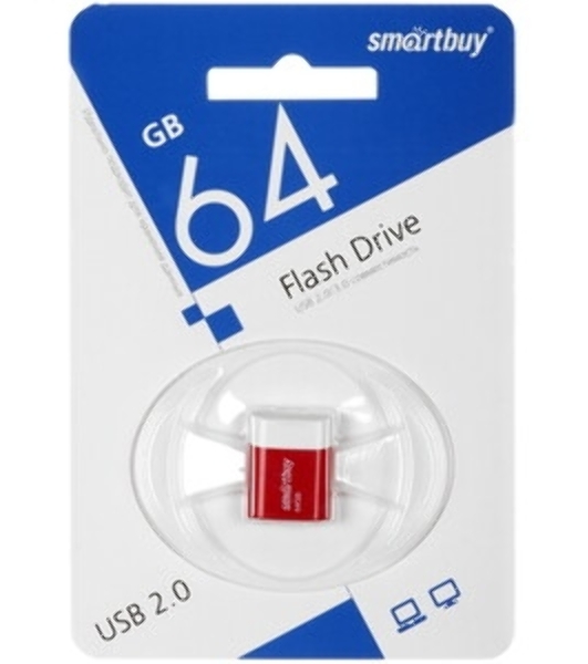 Флешка USB Smartbuy LARA white (SB64GbLARA-W), 64Gb, USB 2.0, R/W 15/5, белый