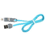 Кабель 2в1 MicroUSB+Lightning 8pin-USB Ritmix RCC-200 Blue для синхронизации/зарядки, 1м, фото2