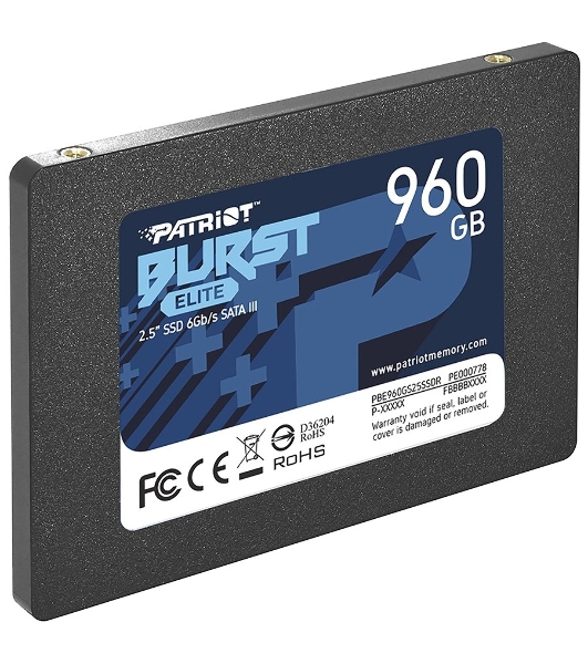 Накопитель SSD Patriot Burst Elite, 960Gb, SATA, 2.5', R/W 450/320