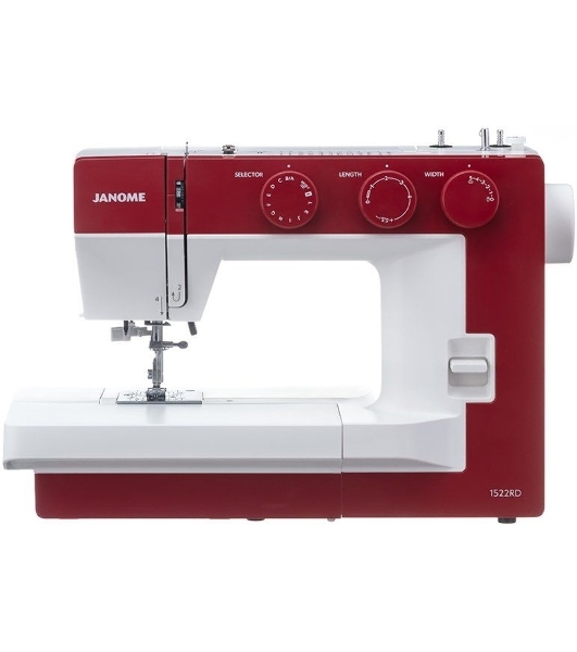 Швейная машина Janome 1522RD 25 операции, петля автомат, верт. челнок, нитевдеватель, мягкий, подарочный набор (шпульки, ножницы, сантиметровая лента, игольница)