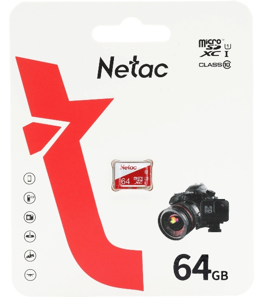 Флеш карта Netac P500 ECO 64Gb MicroSDXC U1/C10 up to 80Mb/s, retail pack card only