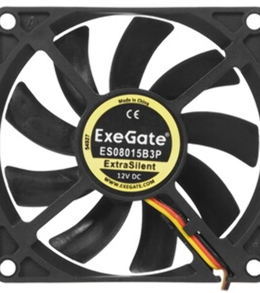 Вентилятор для корпуса ExeGate ExtraPower EP08015B3P черный, 80 мм, 2600 об/мин, 26 дБ, 3 pin
