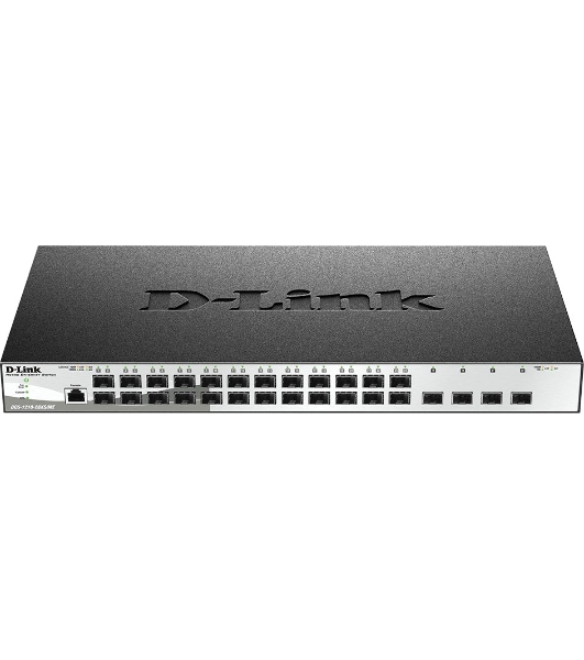 Коммутатор D-Link DGS-1210-28XS/ME/B2A, 24×1 Гбит/с SFP + 4×10 Гбит/с SFP+, настраиваемый