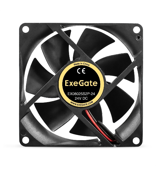 Вентилятор для корпуса ExeGate EX08025S2P-24 черный, 80 мм, 2800 об/мин, 28 дБ, 2 pin