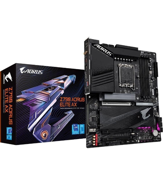 Материнская плата Gigabyte Z790 AORUS ELITE AX, LGA 1700, Intel Z790, 4xDDR5, 6xSATA, 4xM.2, 1xPCI-E 5.0 x16, 1xPCI-E 3.0 x4, 1xDP, 1xHDMI, 1x 2.5Gb LAN, 2xUSB-A 2.0, 3xUSB-A 3.2 Gen 1, 2xUSB-A 3.2 Gen 2, 1xUSB-C 3.2 Gen 2x2, 7.1, ATX