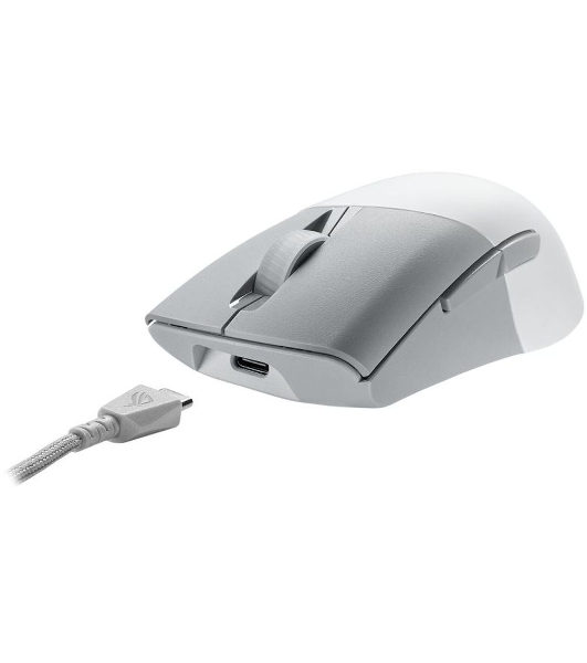 Мышь беспроводная/проводная ASUS ROG Keris Wireless AimPoint белый, 36000 dpi, радиоканал, Bluetooth, USB, кнопки - 5