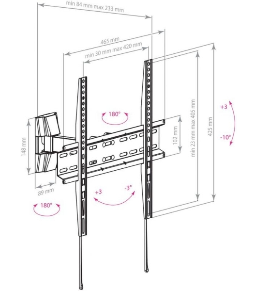 Кронштейн для телевизора Arm Media LCD-413 черный 26'-55' макс.35кг настенный поворот и наклон