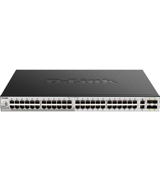 Коммутатор D-Link DGS-3130-54S/B1A, 48×1 Гбит/с SFP + 2×10 Гбит/с Base-T + 4×10 Гбит/с SFP+, управляемый