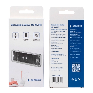 Внешний корпус Gembird EEM2-NVME-2 USB 3.1 для M2 NVME порт Type-С, пластик, прозрачный