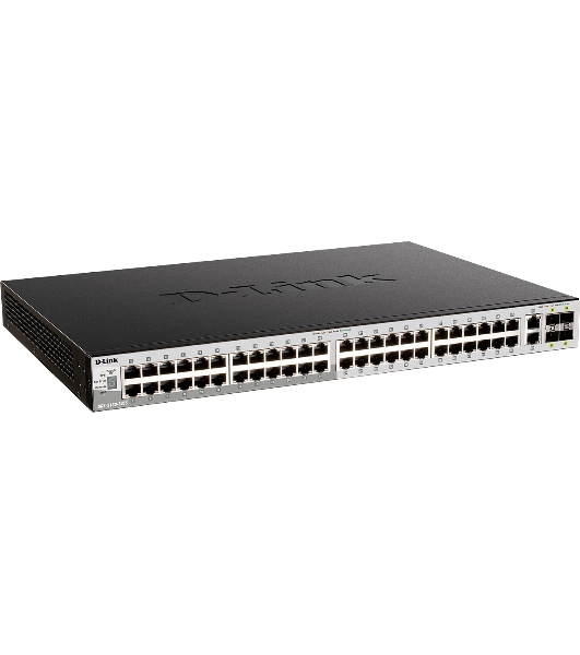 Коммутатор D-Link DGS-3130-54S/B1A, 48×1 Гбит/с SFP + 2×10 Гбит/с Base-T + 4×10 Гбит/с SFP+, управляемый