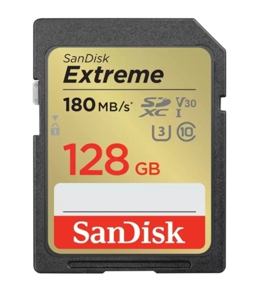 Флеш карта SD 128Gb SanDisk SDXC Class 10 V30 UHS-I U3 Extreme 180MB/s
