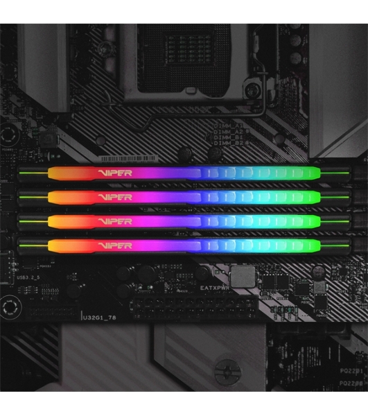 Оперативная память Patriot Viper Steel, DDR4, 16GB (2x8GB), 3600MHz, CL20, DIMM, с радиатором, RGB, черный