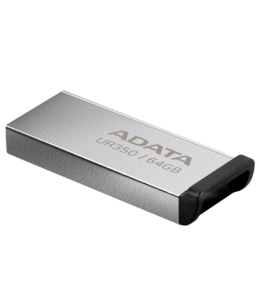 Флешка USB ADATA UR350 (UR350-64G-RSR/BK), 64Gb, USB 3.2, R/W 100/15, серебристый/черный