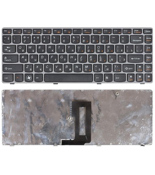 Клавиатура для ноутбука Lenovo IdeaPad Z450 Z460 Z460A Z460G черная с серой рамкой