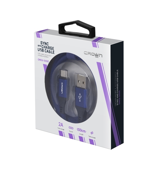 Кабель Crown USB - USB Type-C CMCU-3103C blue