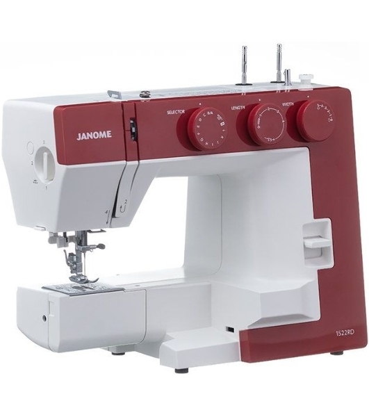 Швейная машина Janome 1522RD 25 операции, петля автомат, верт. челнок, нитевдеватель, мягкий, подарочный набор (шпульки, ножницы, сантиметровая лента, игольница)