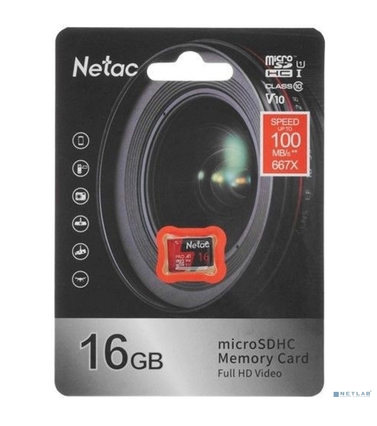 Флеш карта NeTac MicroSD card P500 Extreme Pro 16Gb, retail version w/SD adapter