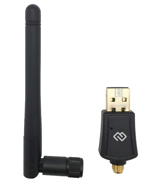 Сетевой адаптер Wi-Fi Digma DWA-AC600E AC600 USB 2.0 (ант.внеш.съем) 1ант. (упак.:1шт)