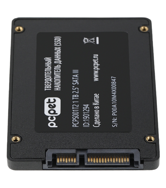 Накопитель SSD PC PET PCPS001T2, 1Tb, SATA-III, 2.5', R/W 500/450
