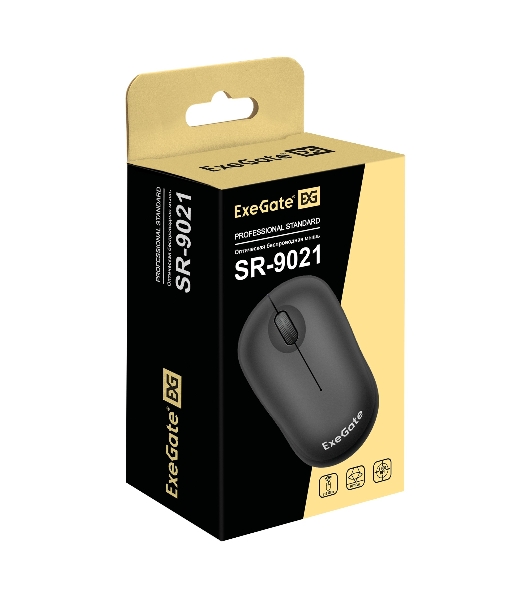 Мышь беспроводная ExeGate Professional Standard SR-9021 черный, 1200 dpi, радиоканал, USB, кнопки - 3