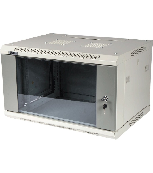 Шкаф настенный Lanmaster TWT-CBWPG-9U-6X6-GY 9U 600x600мм пер.дв.стекл съемные бок.пан. 60кг серый