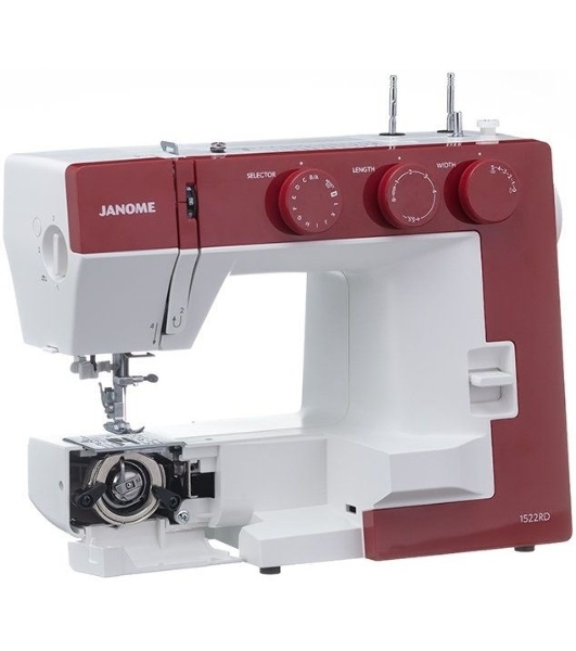 Швейная машина Janome 1522RD 25 операции, петля автомат, верт. челнок, нитевдеватель, мягкий, подарочный набор (шпульки, ножницы, сантиметровая лента, игольница)