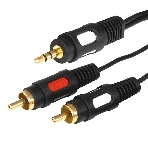 Шнур Rexant Стерео 3,5 м м - 2 RCA длина 3 мeтра (GOLD), фото 1