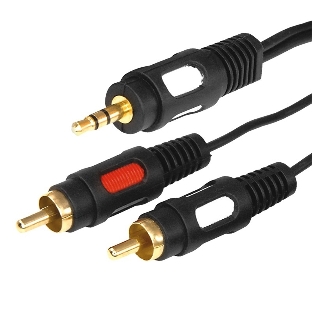 Шнур Rexant Стерео 3,5 м м - 2 RCA длина 3 мeтра (GOLD)