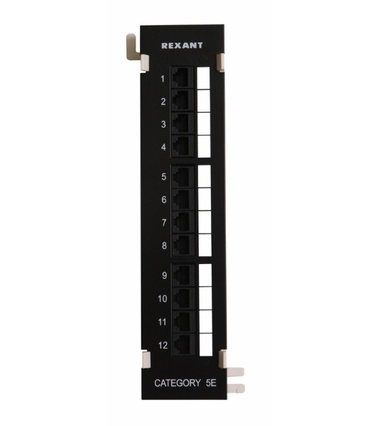 Патч-панель Rexant настенная, 12 портов RJ-45, категория 5е, UTP неэкранированная, черная