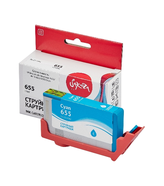 Картридж струйный Sakura CZ110AE (№655 Cyan) для HP, голубой, 11 мл., 600 к.