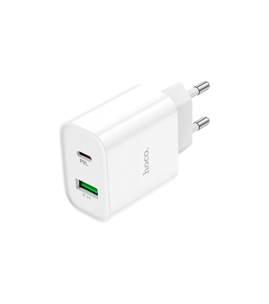 Сетевое зарядное устройство HOCO C80A Rapido 1xUSB + 1xUSB-C, 3.1A, 20W, белый
