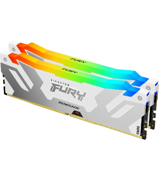 Оперативная память Kingston Fury Renegade, DDR5, 64Gb (2x32Gb), 6400MHz, CL32, DIMM, радиатор, RGB, белый