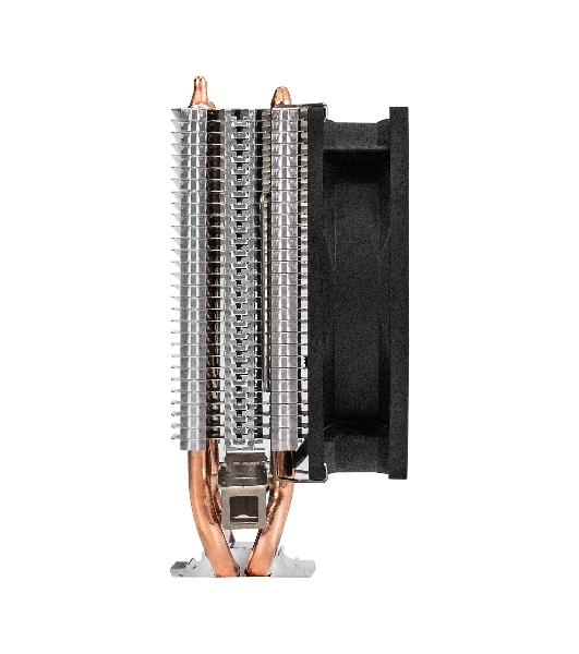Кулер ExeGate Wizard EXX200-PWM.RGB (Al+Cu, 2 тепл.трубки, LGA775/1150/1151/1155/1156/1200/1700/1851/AM2/AM2+/AM3/AM3+/AM4/AM5/FM1/FM2/754/939/940, TDP 95W, Fan 90мм, PWM, 800-2400RPM, Hydro bearing, 4pin, 11-24db, 305г, RGB подсветка, с термопастой, на защелках, RTL)