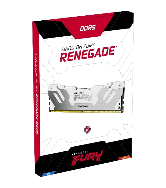 Оперативная память Kingston Fury Renegade, DDR5, 64Gb (2x32Gb), 6400MHz, CL32, DIMM, радиатор, RGB, белый