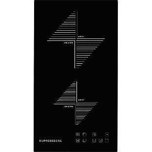 Индукционная варочная панель Kuppersberg ICO 301/домино, ширина 30 см, 2 зоны индукционного нагрева, сенсорное управление, 3 цифровых дисплея, 9 уровней мощности, таймер,автоотключение, защита от перелива, защита от детей, индикаторы остаточного тепла, Stop & Go, черный/прямой край