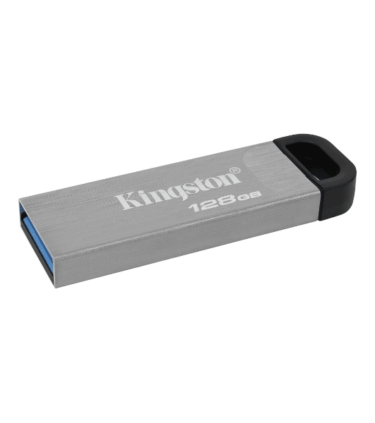 Флешка USB Kingston DataTraveler KYSON (DTKN/128 Gb), 128Gb, USB 3.2 Gen 1, R/W 200/60, серебристый/черный