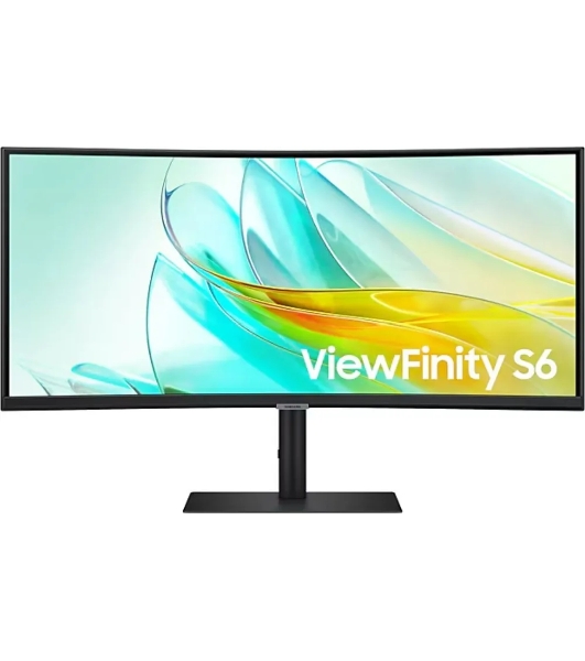 Монитор 34' Samsung ViewFinity S6 S34C650UAIXCI VA 3440x1440, 100 Гц, 5 мс, 21:9, 350 кд/м², 1xHDMI, 1xDP, 3xUSB, 1xUSB-C, 1xUSB-B, 1x3.5 мм, 2x5 Вт, изогнутый R1000, черный