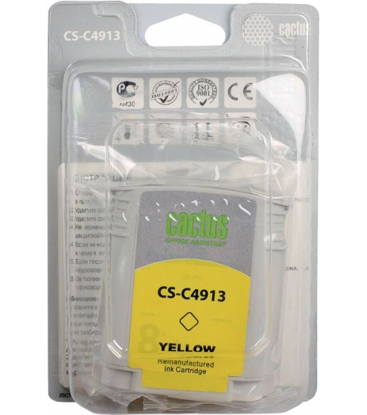 Картридж струйный Cactus CS-C4913 №82 желтый (72 мл) для HP Design Jet 500/800C