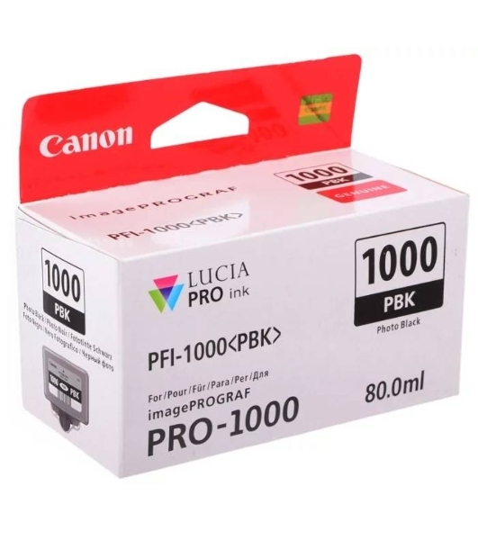 Картридж струйный Canon PFI-1000 PBK для IJ SFP PRO-1000 WFG. Фото черный. 80 мл.