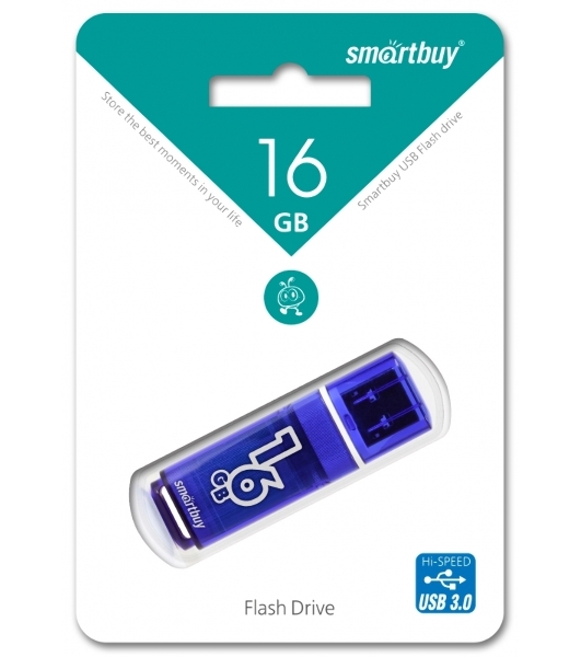 Флешка USB Smartbuy Glossy series Dark Blue (SB16GbGS-DB), 16Gb, USB 3.0, R/W 75/30, синий