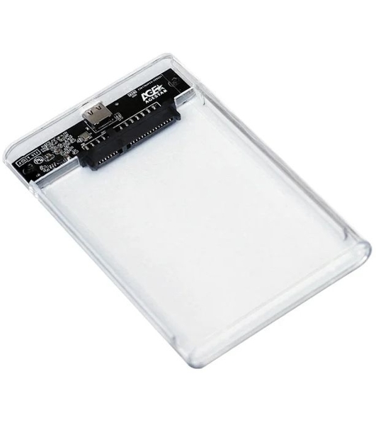 Внешний корпус для HDD/SSD AgeStar 3UB2P4C SATA III пластик прозрачный 2.5'