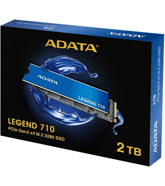 Накопитель SSD ADATA LEGEND 710, 2Tb, PCIe 3.0 x4, M.2 2280, NVMe, R/W 2400/1800, с радиатором