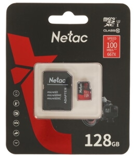 Флеш карта MicroSD card Netac P500 Extreme Pro 128Gb, retail version w/SD adapter