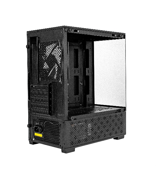 Компьютерный корпус Minitower ExeGate i3 SEA (mATX, БП 700NPX, 2*USB+1*USB 3.0, HD аудио, черный, 1 вент. 12см с RGB подсветкой, передняя и боковая панели - закаленное стекло)