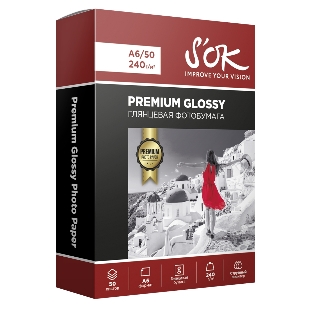Фотобумага RC Glossy Premium 240gsm; A6*50глянцевая Премиум; 240г/м2; формат А6; 50 листов RC