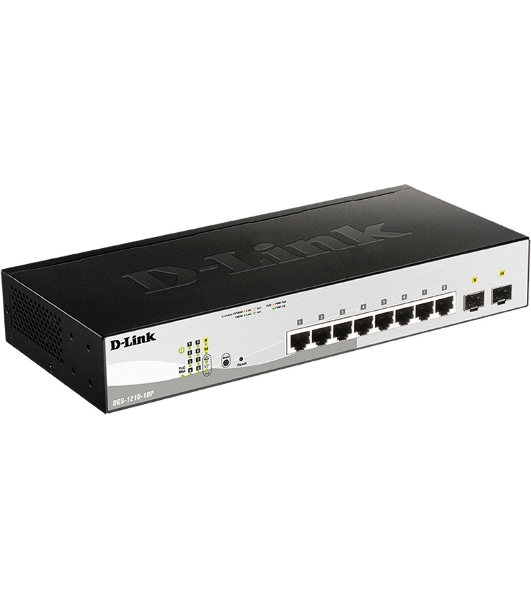 Коммутатор D-Link DGS-1210-10P/F3A, 8×1 Гбит/с + 2×1 Гбит/с SFP, настраиваемый