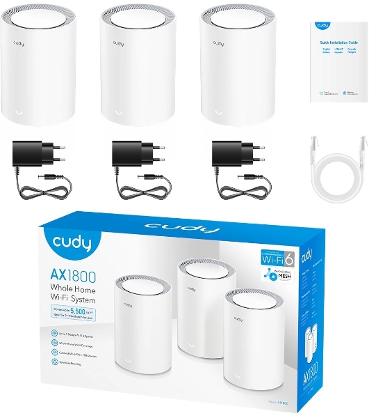 Бесшовный Mesh роутер Cudy M1800(3-Pack) AX1800 10/100/1000BASE-TX белый (упак.:3шт)