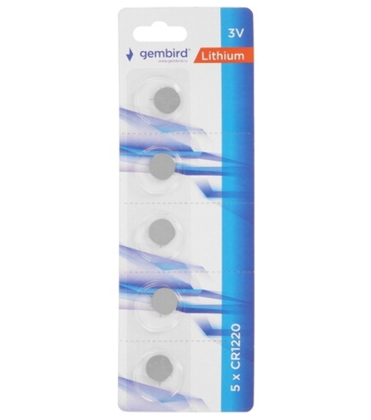 Батарейки литиевые Gembird Gb-CR1220-5B, тип CR1220, 5шт, блистер, 3 В