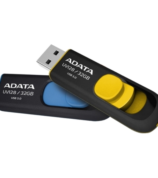 Флешка USB ADATA UV128 (AUV128-32G-RBE), 32Gb, USB 3.0, R/W 100/30, черный/синий