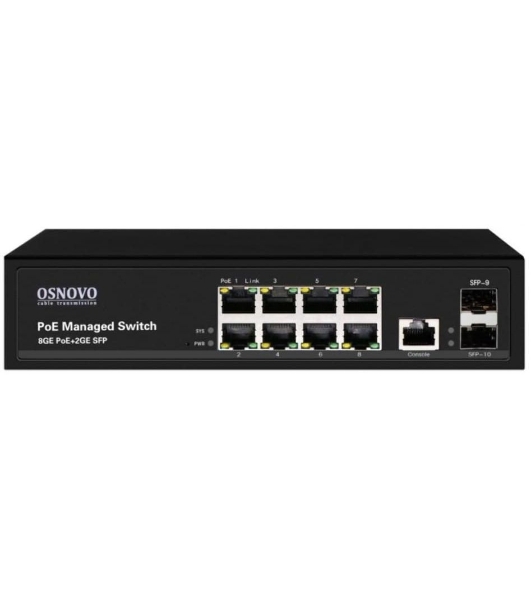 Коммутатор Osnovo SW-80802/L(150W) 8G 2SFP 8PoE+ 150W управляемый